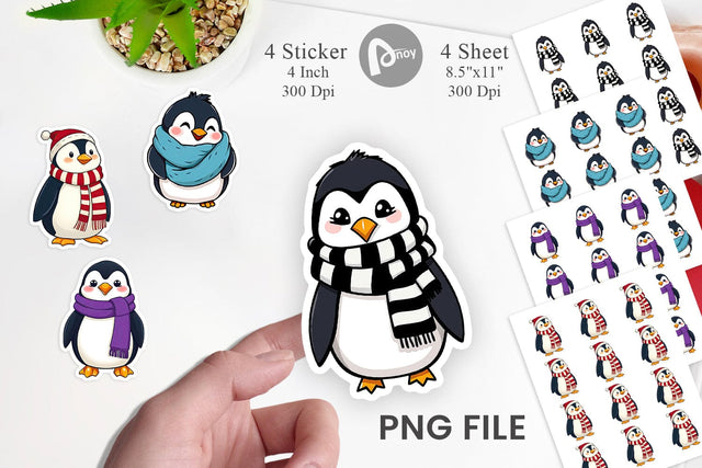 Penguin in Scarf Sticker Sublimation artnoy 
