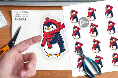 Penguin in Scarf Sticker Sublimation artnoy 