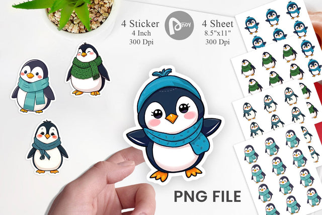 Penguin in Scarf Sticker Sublimation artnoy 