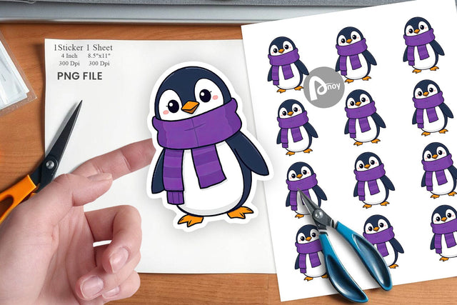 Penguin in Scarf Sticker Sublimation artnoy 