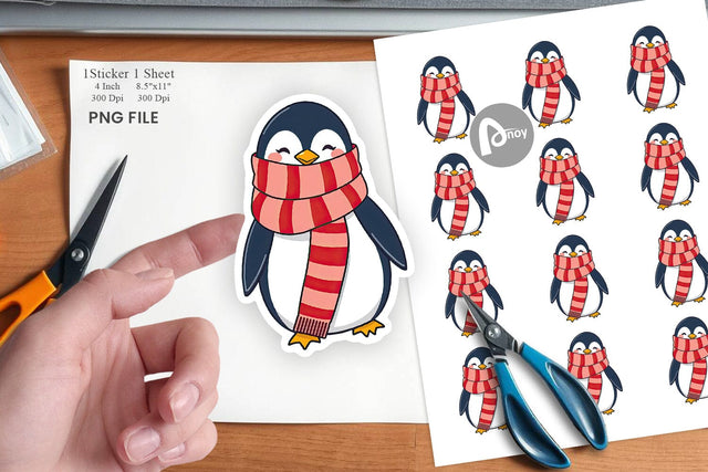 Penguin in Scarf Sticker Sublimation artnoy 