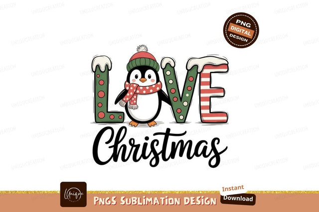 Penguin Love Christmas winter scarf Sublimation Designangry 