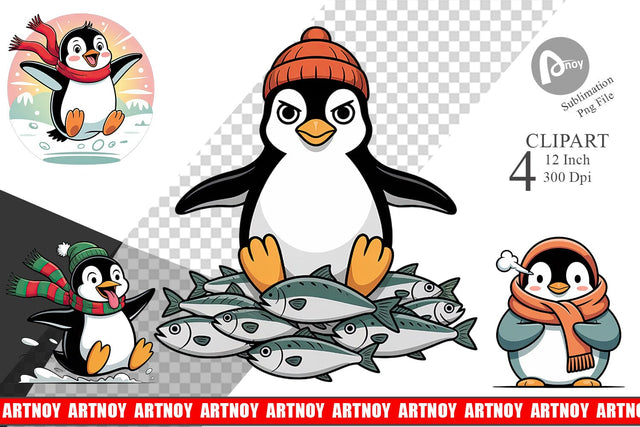 Penguin Mood Clipart Sublimation artnoy 