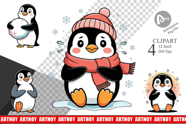 Penguin Mood Clipart Sublimation artnoy 