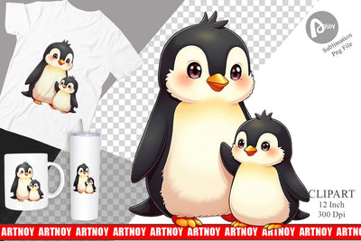 Penguin Mother's Day Clipart Sublimation artnoy 