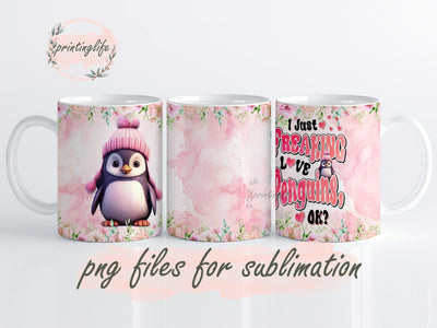 Penguin Mug Wrap Design, Instant Digital Design Download Mug Wrap Design, Mug Design PNG Sublimation PrintingLife 