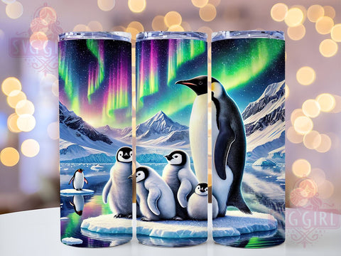 Penguin Northern Lights 20oz Tumbler Wrap, Northern Lights, Aurora Borealis, 20oz Tumbler, Winter Tumbler, Animal Tumbler, Nature Tumbler Sublimation SvggirlplusArt 
