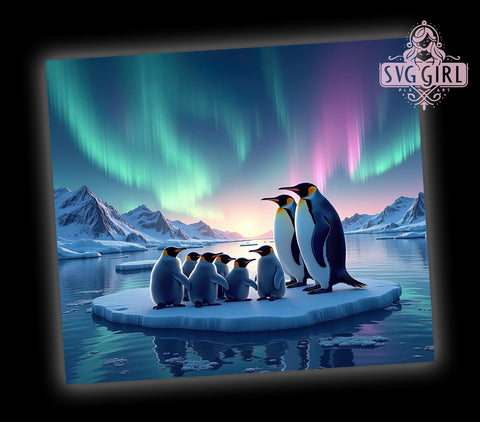 Penguin Northern Lights 20oz Tumbler Wrap, Northern Lights, Aurora Borealis, 20oz Tumbler, Winter Tumbler, Animal Tumbler, Nature Tumbler Sublimation SvggirlplusArt 