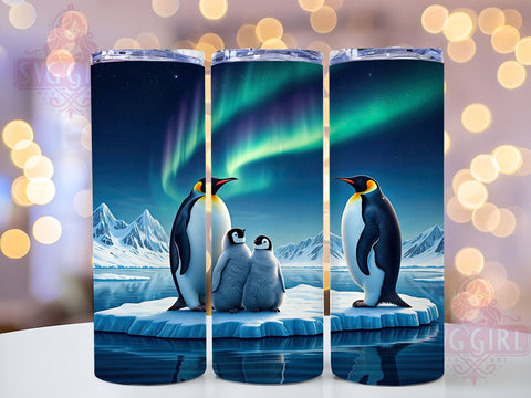 Penguin Northern Lights 20oz Tumbler Wrap, Northern Lights, Aurora Borealis, 20oz Tumbler, Winter Tumbler, Animal Tumbler, Nature Tumbler Sublimation SvggirlplusArt 
