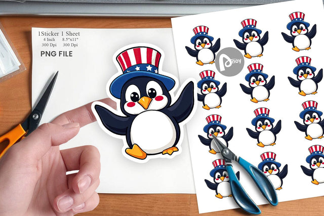 Penguin Patriotic Sticker Sublimation artnoy 