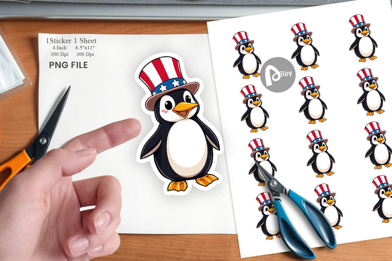 Penguin Patriotic Sticker Sublimation artnoy 