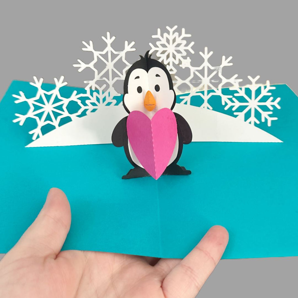 Penguin Pop Up Card Laser SVG File - So Fontsy
