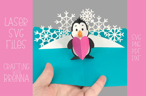 Penguin Pop Up Card Laser SVG File SVG Crafting With Brenna 