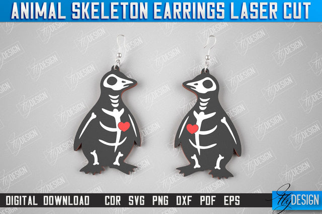 Penguin Skeleton Earrings | Halloween Earrings | Jewelry Design | Bijoux Design | CNC Files SVG Fly Design 
