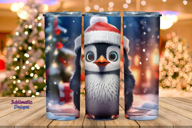 Penguin Skinny Tumbler Wrap 20 oz | 20 oz Skinny Tumbler Wrap Sublimation Christmas Design Sublimation Sublimatiz Designs 