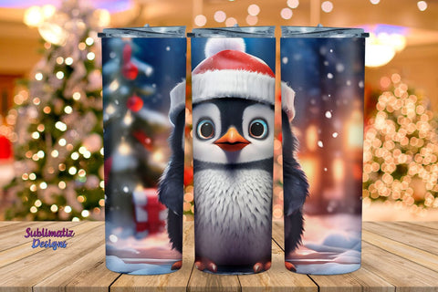Penguin Skinny Tumbler Wrap 20 oz | 20 oz Skinny Tumbler Wrap Sublimation Christmas Design Sublimation Sublimatiz Designs 