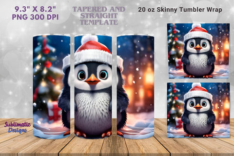 Penguin Skinny Tumbler Wrap 20 oz | 20 oz Skinny Tumbler Wrap Sublimation Christmas Design Sublimation Sublimatiz Designs 