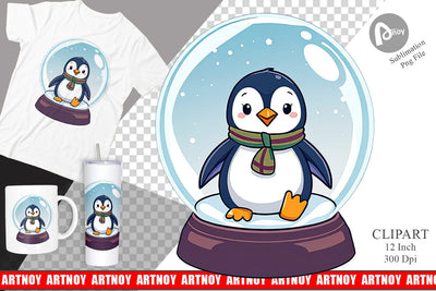 Penguin Snow Globe Clipart Sublimation artnoy 
