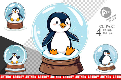 Penguin Snow Globe Clipart Sublimation artnoy 