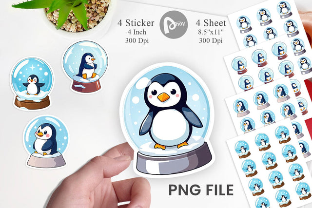 Penguin Snow Globe Sticker Sublimation artnoy 