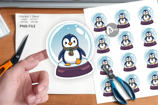 Penguin Snow Globe Sticker Sublimation artnoy 
