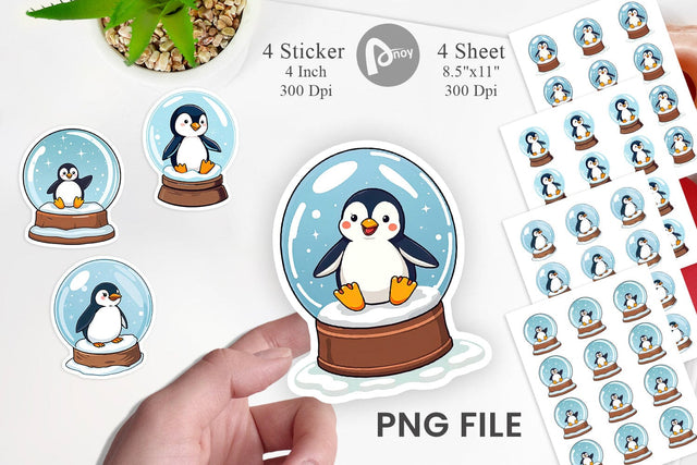 Penguin Snow Globe Sticker Sublimation artnoy 