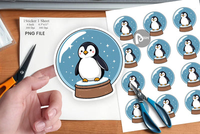 Penguin Snow Globe Sticker Sublimation artnoy 