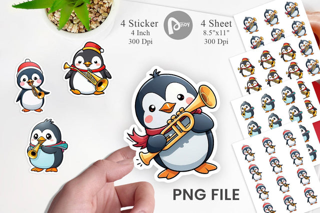 Penguin Sticker New Year Sublimation artnoy 