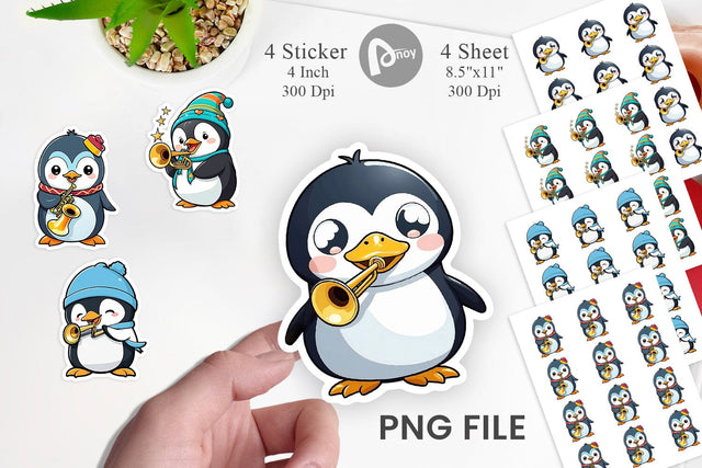 Penguin Sticker New Year Sublimation artnoy 