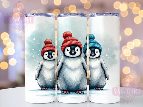 Penguin Tumbler Wrap, Christmas Penguin PNG, Winter Tumbler Design, 20oz Snow Penguin Wrap, Holiday Drinkware, Cute Penguin Gift, Snowy Winter Decor, Festive Sublimation Design Sublimation SvggirlplusArt 