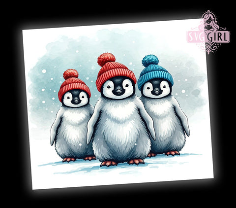 Penguin Tumbler Wrap, Christmas Penguin PNG, Winter Tumbler Design, 20oz Snow Penguin Wrap, Holiday Drinkware, Cute Penguin Gift, Snowy Winter Decor, Festive Sublimation Design Sublimation SvggirlplusArt 