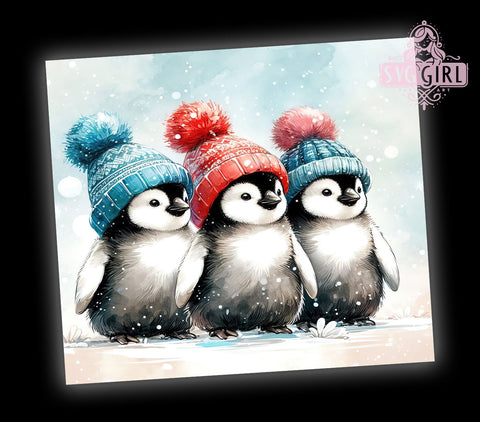 Penguin Tumbler Wrap, Christmas Penguin PNG, Winter Tumbler Design, 20oz Snow Penguin Wrap, Holiday Drinkware, Cute Penguin Gift, Snowy Winter Decor, Festive Sublimation Design Sublimation SvggirlplusArt 