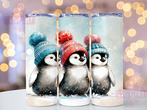 Penguin Tumbler Wrap, Christmas Penguin PNG, Winter Tumbler Design, 20oz Snow Penguin Wrap, Holiday Drinkware, Cute Penguin Gift, Snowy Winter Decor, Festive Sublimation Design Sublimation SvggirlplusArt 