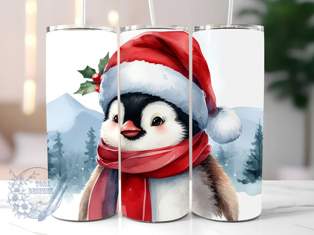 Penguin Tumbler Wrap PNG, 20 Oz Skinny Sublimation Tumbler PNG, Christmas Winter Snow Penguins Design Digital File Download Sublimation ToriDesigns 