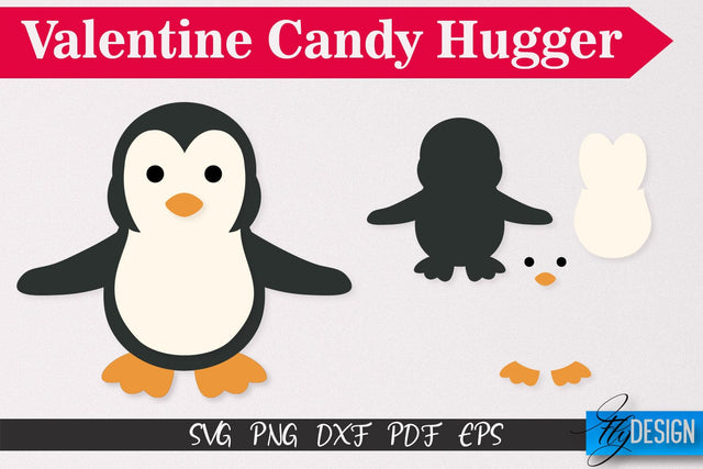 Penguin Valentine Candy Hugger SVG | Candy Hugger SVG | Animals SVG SVG Fly Design 