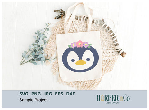 Penguin with Bows and Flowers SVG PNG Cut EPS File SVG HarperNCo 