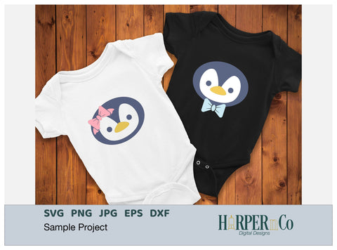 Penguin with Bows and Flowers SVG PNG Cut EPS File SVG HarperNCo 