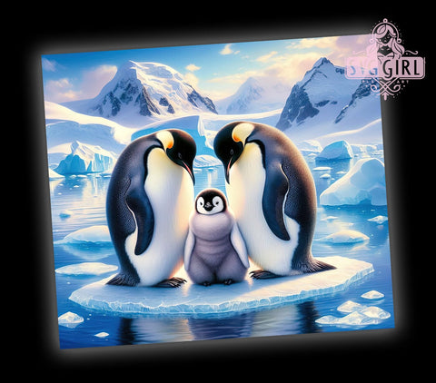 Penguins Family Tumbler, Mom Dad Baby Penguins PNG, 20oz Tumbler Wrap Design, Cute Penguin Family Gift, Animal Lover Drinkware, Winter Penguin Decor, Family Tumbler Sublimation Sublimation SvggirlplusArt 