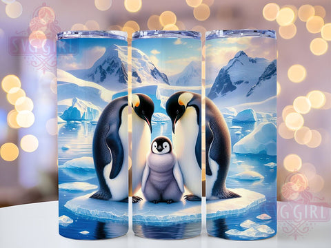 Penguins Family Tumbler, Mom Dad Baby Penguins PNG, 20oz Tumbler Wrap Design, Cute Penguin Family Gift, Animal Lover Drinkware, Winter Penguin Decor, Family Tumbler Sublimation Sublimation SvggirlplusArt 