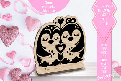 Penguins Love Valentine Ornament Laser Cut SVG v4 SVG Sintegra 