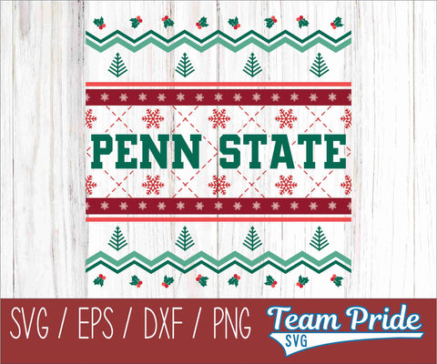 Penn State Ugly Christmas Sweater Festive Holiday Design SVG, EPS, DXF, PNG SVG Team Pride SVG 