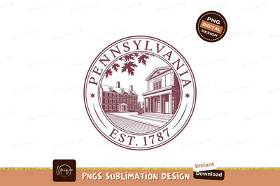 Pennsylvania Seal Emblem Buildings architecture Sublimation Designangry 