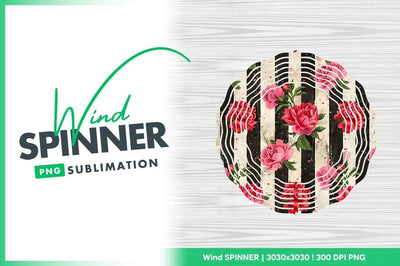 Peonies On Striped Background Wind Spinner Round Png Sublimation Regulrcrative 