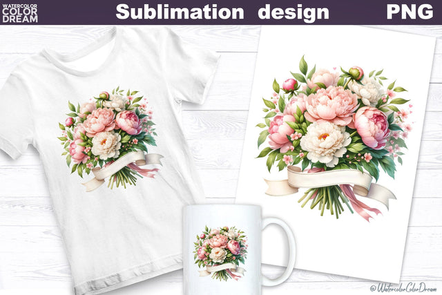 Peonies Sublimation Design | Flowers Sublimation Sublimation WatercolorColorDream 