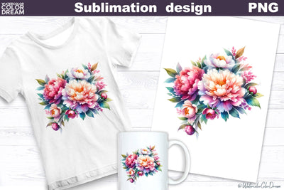 Peonies Sublimation Design | Flowers Sublimation Sublimation WatercolorColorDream 