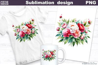 Peonies Sublimation Design | Flowers Sublimation Sublimation WatercolorColorDream 