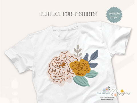 Peony Blooms Floral Cluster Craft File SVG Aja Nicole Designs 