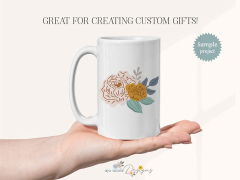 Peony Blooms Floral Cluster Craft File SVG Aja Nicole Designs 