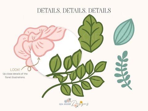 Peony Floral Set – Elegant Flowers & Leaves SVG Aja Nicole Designs 