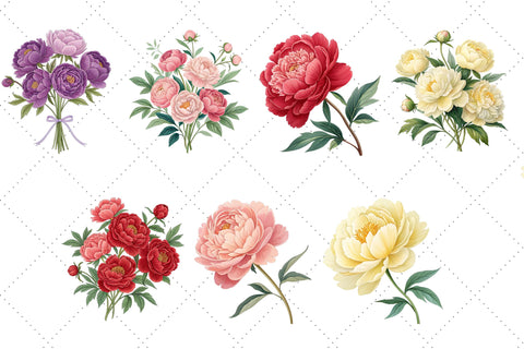 Peony Flowers Clipart Bundle, Flower PNG, wedding elements Sublimation FloridPrintables 